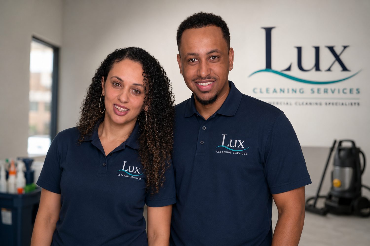 Carla and her husband, owners of Lux Cleaning Services in Ansonia, CT